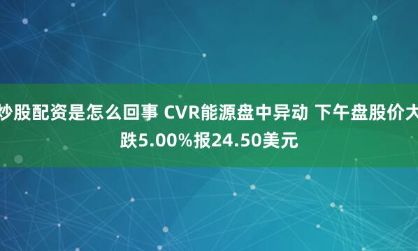 炒股配资是怎么回事 CVR能源盘中异动 下午盘股价大跌5.00%报24.50美元